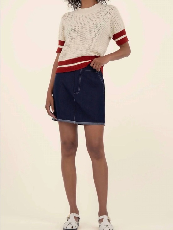 Kut from the Kloth Tops - Kut from the Kloth Cream Knit Short Sleeve Sweater with Red Trim size Large
